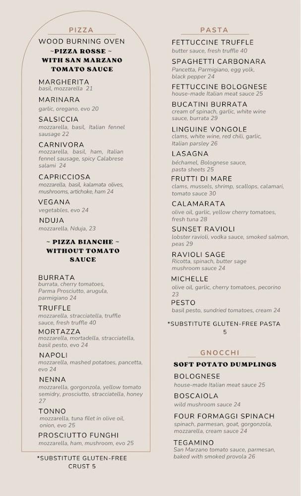 Matteo Trattoria & Pizzeria Menu image 1
